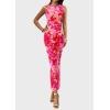 imagePRETTYGARDEN Wedding Guest Dresses for Women 2025 Summer Resort Wear Sexy Floral Bodycon Sleeveless Mesh Maxi Long DressPink Floral