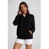 imagePRETTYGARDEN Womens 2025 Spring Fall Fashion Full Zip Up Sweatshirt Long Sleeve Loose Fit Trendy Casual Jacket with PocketsBlack