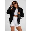 imagePRETTYGARDEN Womens 2025 Spring Fall Fashion Full Zip Up Sweatshirt Long Sleeve Loose Fit Trendy Casual Jacket with PocketsBlack