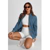 imagePRETTYGARDEN Womens 2025 Spring Fall Fashion Full Zip Up Sweatshirt Long Sleeve Loose Fit Trendy Casual Jacket with PocketsDark Blue