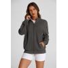 imagePRETTYGARDEN Womens 2025 Spring Fall Fashion Full Zip Up Sweatshirt Long Sleeve Loose Fit Trendy Casual Jacket with PocketsDark Grey