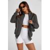 imagePRETTYGARDEN Womens 2025 Spring Fall Fashion Full Zip Up Sweatshirt Long Sleeve Loose Fit Trendy Casual Jacket with PocketsDark Grey