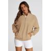 imagePRETTYGARDEN Womens 2025 Spring Fall Fashion Full Zip Up Sweatshirt Long Sleeve Loose Fit Trendy Casual Jacket with PocketsKhaki