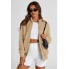 imagePRETTYGARDEN Womens 2025 Spring Fall Fashion Full Zip Up Sweatshirt Long Sleeve Loose Fit Trendy Casual Jacket with PocketsKhaki