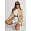 imagePRETTYGARDEN Womens 2025 Spring Fall Fashion Full Zip Up Sweatshirt Long Sleeve Loose Fit Trendy Casual Jacket with PocketsKhaki
