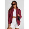 imagePRETTYGARDEN Womens 2025 Spring Fall Fashion Full Zip Up Sweatshirt Long Sleeve Loose Fit Trendy Casual Jacket with PocketsWine Red
