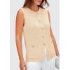 imagePRETTYGARDEN Womens 2025 Summer Sweater Vest Sleeveless Knit Cardigan Button Down Tank Tops Trendy Business Casual OutfitsApricot