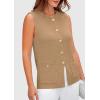imagePRETTYGARDEN Womens 2025 Summer Sweater Vest Sleeveless Knit Cardigan Button Down Tank Tops Trendy Business Casual OutfitsKhaki
