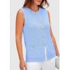 imagePRETTYGARDEN Womens 2025 Summer Sweater Vest Sleeveless Knit Cardigan Button Down Tank Tops Trendy Business Casual OutfitsLight Blue