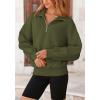 imagePRETTYGARDEN Womens Fall Fashion Half Zip Sweatshirts Long Sleeve Collared Cropped Pullover Tops Trendy Y2K ClothesArmy Green