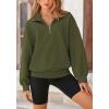 imagePRETTYGARDEN Womens Fall Fashion Half Zip Sweatshirts Long Sleeve Collared Cropped Pullover Tops Trendy Y2K ClothesArmy Green