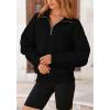 imagePRETTYGARDEN Womens Fall Fashion Half Zip Sweatshirts Long Sleeve Collared Cropped Pullover Tops Trendy Y2K ClothesBlack