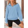 imagePRETTYGARDEN Womens Fall Fashion Half Zip Sweatshirts Long Sleeve Collared Cropped Pullover Tops Trendy Y2K ClothesBlue