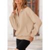 imagePRETTYGARDEN Womens Fall Fashion Half Zip Sweatshirts Long Sleeve Collared Cropped Pullover Tops Trendy Y2K ClothesKhaki