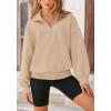 imagePRETTYGARDEN Womens Fall Fashion Half Zip Sweatshirts Long Sleeve Collared Cropped Pullover Tops Trendy Y2K ClothesKhaki