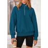imagePRETTYGARDEN Womens Fall Fashion Half Zip Sweatshirts Long Sleeve Collared Cropped Pullover Tops Trendy Y2K ClothesLake Blue
