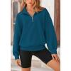 imagePRETTYGARDEN Womens Fall Fashion Half Zip Sweatshirts Long Sleeve Collared Cropped Pullover Tops Trendy Y2K ClothesLake Blue
