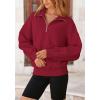 imagePRETTYGARDEN Womens Fall Fashion Half Zip Sweatshirts Long Sleeve Collared Cropped Pullover Tops Trendy Y2K ClothesWine Red