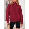 imagePRETTYGARDEN Womens Fall Fashion Half Zip Sweatshirts Long Sleeve Collared Cropped Pullover Tops Trendy Y2K ClothesWine Red