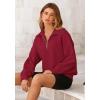 imagePRETTYGARDEN Womens Fall Fashion Half Zip Sweatshirts Long Sleeve Collared Cropped Pullover Tops Trendy Y2K ClothesWine Red