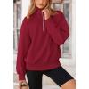 imagePRETTYGARDEN Womens Fall Fashion Half Zip Sweatshirts Long Sleeve Collared Cropped Pullover Tops Trendy Y2K ClothesWine Red