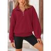 imagePRETTYGARDEN Womens Fall Fashion Half Zip Sweatshirts Long Sleeve Collared Cropped Pullover Tops Trendy Y2K ClothesWine Red