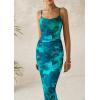 imagePRETTYGARDEN Womens Floral Maxi Dress 2025 Summer Spaghetti Strap Ruched Mesh Bodycon Wedding Guest Beach Party Long DressesFloral Lake Blue