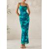 imagePRETTYGARDEN Womens Floral Maxi Dress 2025 Summer Spaghetti Strap Ruched Mesh Bodycon Wedding Guest Beach Party Long DressesFloral Lake Blue