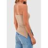 imagePRETTYGARDEN Womens Tube Top 2025 Summer Trendy Strapless Tops Going Out Outfits Ruched Asymmetrical Bandeau ShirtsApricot