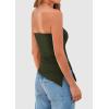imagePRETTYGARDEN Womens Tube Top 2025 Summer Trendy Strapless Tops Going Out Outfits Ruched Asymmetrical Bandeau ShirtsArmy Green