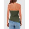 imagePRETTYGARDEN Womens Tube Top 2025 Summer Trendy Strapless Tops Going Out Outfits Ruched Asymmetrical Bandeau ShirtsArmy Green