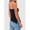 imagePRETTYGARDEN Womens Tube Top 2025 Summer Trendy Strapless Tops Going Out Outfits Ruched Asymmetrical Bandeau ShirtsBlack
