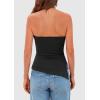 imagePRETTYGARDEN Womens Tube Top 2025 Summer Trendy Strapless Tops Going Out Outfits Ruched Asymmetrical Bandeau ShirtsBlack