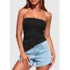 imagePRETTYGARDEN Womens Tube Top 2025 Summer Trendy Strapless Tops Going Out Outfits Ruched Asymmetrical Bandeau ShirtsBlack