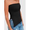 imagePRETTYGARDEN Womens Tube Top 2025 Summer Trendy Strapless Tops Going Out Outfits Ruched Asymmetrical Bandeau ShirtsBlack