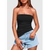 imagePRETTYGARDEN Womens Tube Top 2025 Summer Trendy Strapless Tops Going Out Outfits Ruched Asymmetrical Bandeau ShirtsBlack