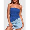 imagePRETTYGARDEN Womens Tube Top 2025 Summer Trendy Strapless Tops Going Out Outfits Ruched Asymmetrical Bandeau ShirtsBlue
