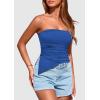 imagePRETTYGARDEN Womens Tube Top 2025 Summer Trendy Strapless Tops Going Out Outfits Ruched Asymmetrical Bandeau ShirtsBlue