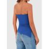 imagePRETTYGARDEN Womens Tube Top 2025 Summer Trendy Strapless Tops Going Out Outfits Ruched Asymmetrical Bandeau ShirtsBlue