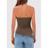 imagePRETTYGARDEN Womens Tube Top 2025 Summer Trendy Strapless Tops Going Out Outfits Ruched Asymmetrical Bandeau ShirtsCoffee