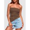 imagePRETTYGARDEN Womens Tube Top 2025 Summer Trendy Strapless Tops Going Out Outfits Ruched Asymmetrical Bandeau ShirtsCoffee