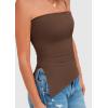 imagePRETTYGARDEN Womens Tube Top 2025 Summer Trendy Strapless Tops Going Out Outfits Ruched Asymmetrical Bandeau ShirtsCoffee