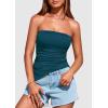 imagePRETTYGARDEN Womens Tube Top 2025 Summer Trendy Strapless Tops Going Out Outfits Ruched Asymmetrical Bandeau ShirtsDark Blue
