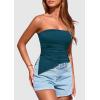 imagePRETTYGARDEN Womens Tube Top 2025 Summer Trendy Strapless Tops Going Out Outfits Ruched Asymmetrical Bandeau ShirtsDark Blue