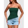 imagePRETTYGARDEN Womens Tube Top 2025 Summer Trendy Strapless Tops Going Out Outfits Ruched Asymmetrical Bandeau ShirtsDark Green