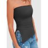 imagePRETTYGARDEN Womens Tube Top 2025 Summer Trendy Strapless Tops Going Out Outfits Ruched Asymmetrical Bandeau ShirtsDark Grey