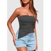 imagePRETTYGARDEN Womens Tube Top 2025 Summer Trendy Strapless Tops Going Out Outfits Ruched Asymmetrical Bandeau ShirtsDark Grey