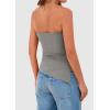 imagePRETTYGARDEN Womens Tube Top 2025 Summer Trendy Strapless Tops Going Out Outfits Ruched Asymmetrical Bandeau ShirtsGrey