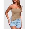 imagePRETTYGARDEN Womens Tube Top 2025 Summer Trendy Strapless Tops Going Out Outfits Ruched Asymmetrical Bandeau ShirtsKhaki