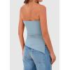 imagePRETTYGARDEN Womens Tube Top 2025 Summer Trendy Strapless Tops Going Out Outfits Ruched Asymmetrical Bandeau ShirtsLight Grey Blue